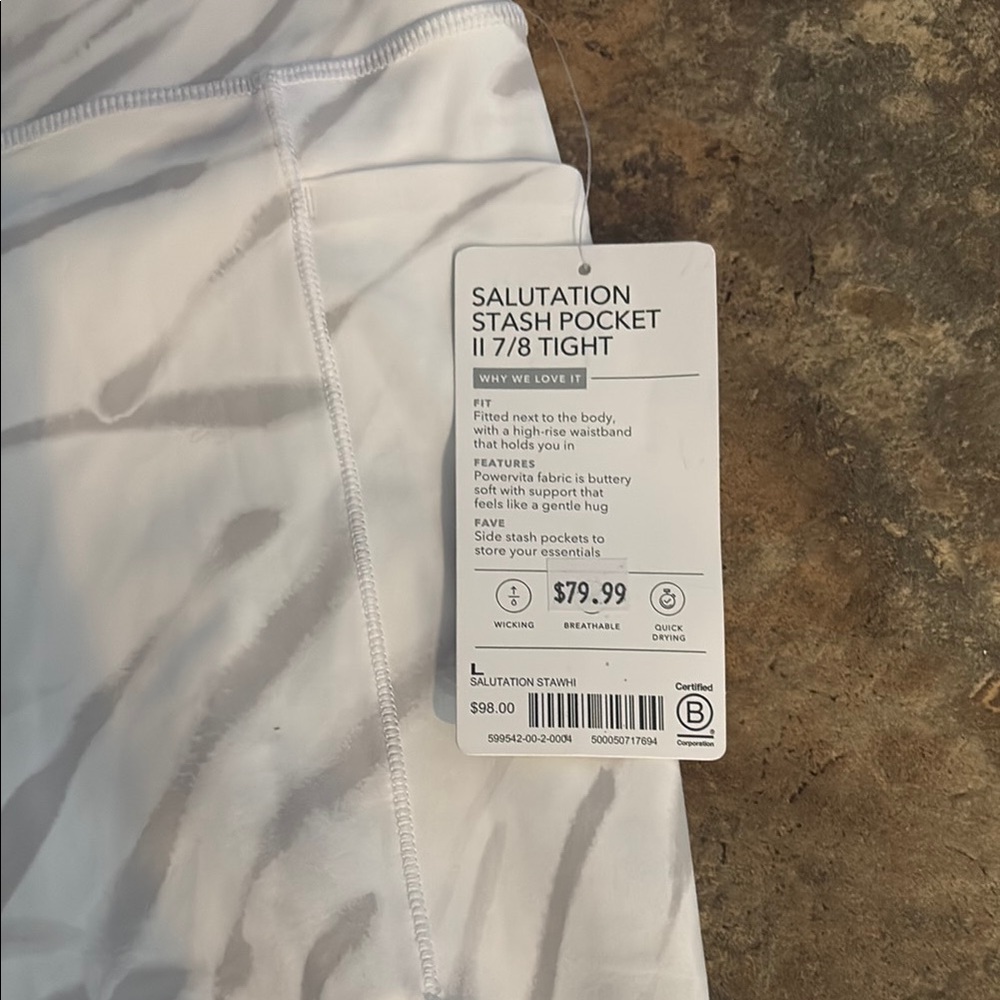 Athleta NWT White and Gray Patterned Leggings - Picture 2 of 5